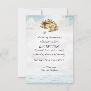Invitación Seashells,Sea,Recepción de guiones de luces de cad