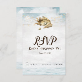 Invitación Seashells,Sea,String Lights Script Lights RSVP