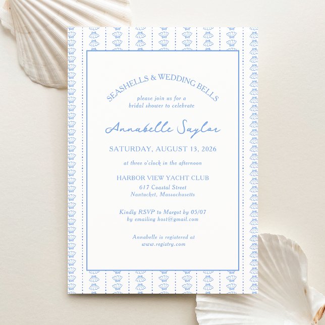 Invitación Seashells & Wedding Bells Despedida de soltera Cos (Subido por el creador)