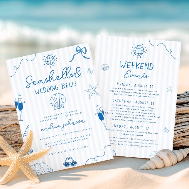 Invitación Seashells & Wedding Bells Hand Drawn Bachelorette (Subido por el creador)