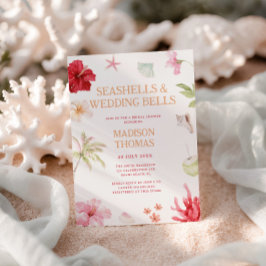 Invitación Seashells & Wedding Bells Tropical Bridal Shower