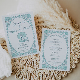 Invitación Seashells Wedding Bells Whimsical Bachelorette 