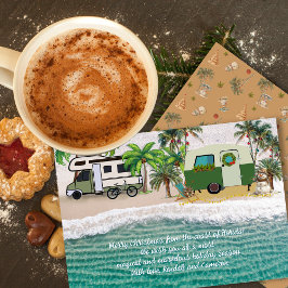 Invitación Seaside Camping Christmas Greeting Message Cards