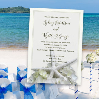 Invitación Seaside Garden Starfish Hydrangea Boda