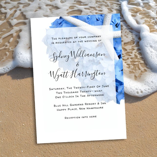 Invitación Seaside Garden Starfish Hydrangea Boda (Subido por el creador)