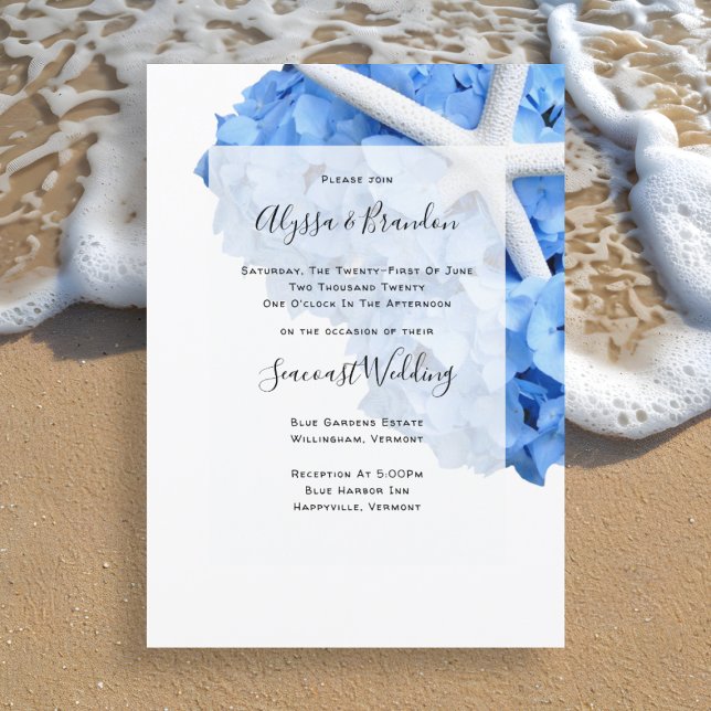 Invitación Seaside Garden Starfish Hydrangea Boda (Subido por el creador)