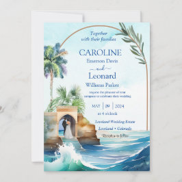 Invitación Seaside Love: Tropical Beach Wedding Invitation