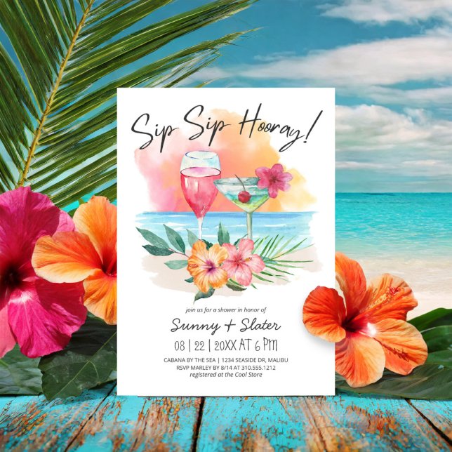 Invitación Seaside Sippin | Hervidad Tropical Sip Sip Hooray (Subido por el creador)