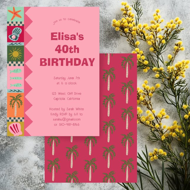 Invitación Seaside Soiree BIRTHDAY PARTY Moderno PERSONALIZAD (Seaside Soiree BIRTHDAY PARTY Modern Cute CUSTOM Invitation
)