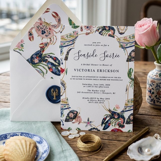 Invitación Seaside Soirée Coastal Bridal Shower (Subido por el creador)
