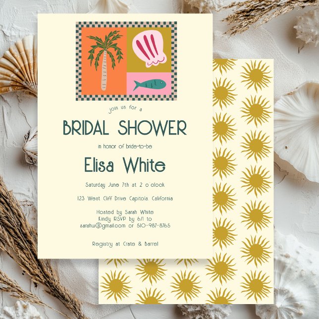 Invitación Seaside Soiree Despedida de Soltera Moderna Divert (Seaside Soiree Bridal Shower Modern Cute CUSTOM Invitation
)