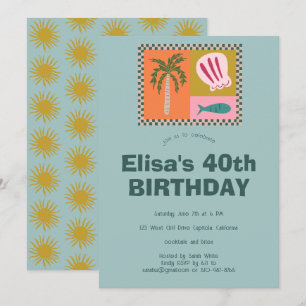 Invitación Seaside Soiree Moderna Cute PERSONALIZADO Fiesta d