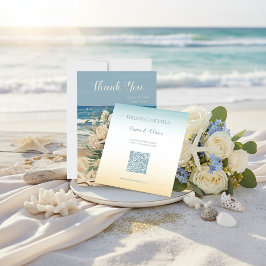 Invitación Seaside Theme Wedding QR Code Enclosure Card