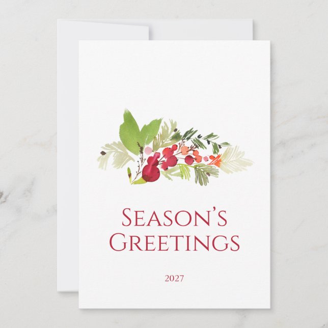 Invitación Season’s Greetings Holly Berry Card (Anverso)