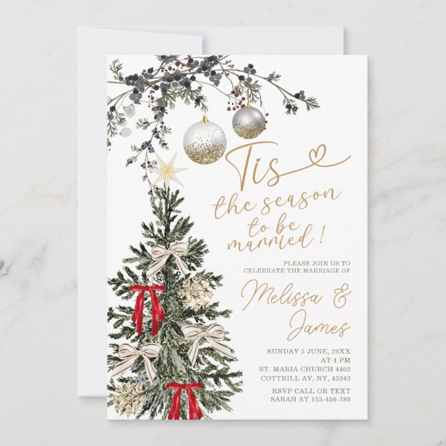 Invitación Season To Be Married Christmas Tree Bauble Wedding (Anverso)