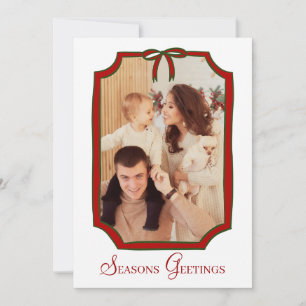 Invitación Seasons Greetings Navidades Bow Photo Card