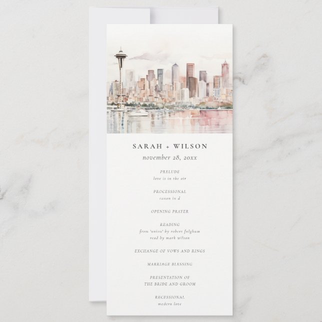 Invitación Seattle Washington Landscape Wedding Program (Anverso)