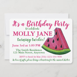 Invitación Secador de sandía verde rosada Ducha de fiesta de 