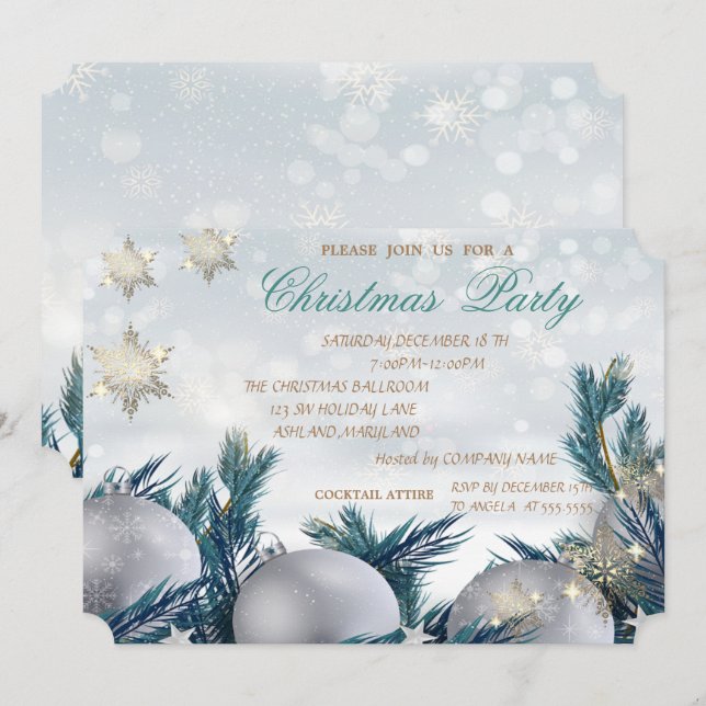 Invitación Sección de Árbol de Navidad, Fiesta de Navidades d (Anverso / Reverso)