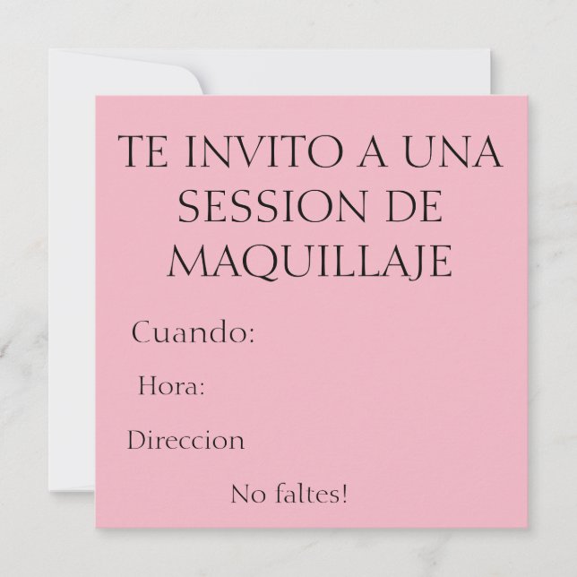 Invitación sección de maquillaje (Anverso)