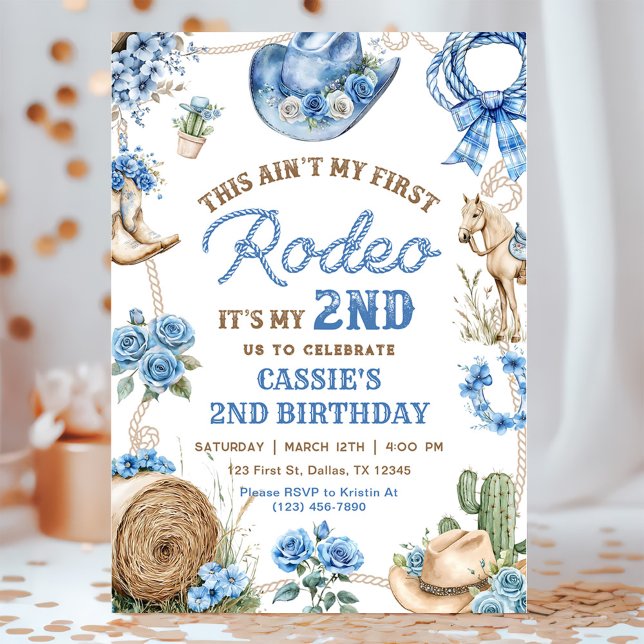 Invitación Second Rodeo Cowboy Wild West Birthday Party (Subido por el creador)