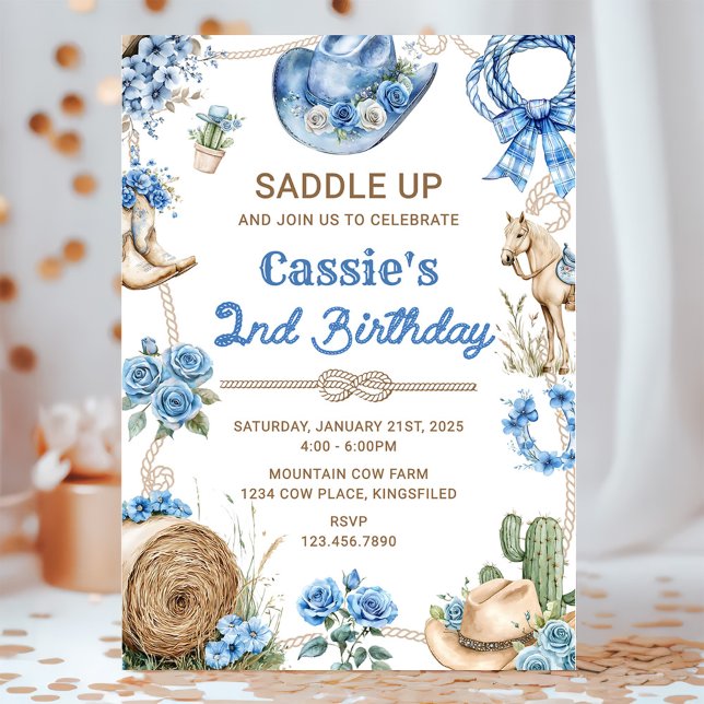 Invitación Second Rodeo Cowboy Wild West Birthday Party (Subido por el creador)