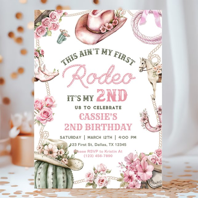 Invitación Second Rodeo Cowgirl Wild West Birthday Party (Subido por el creador)