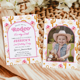 Invitación Second Rodeo Western Cowgirl Photo 2nd Birthday