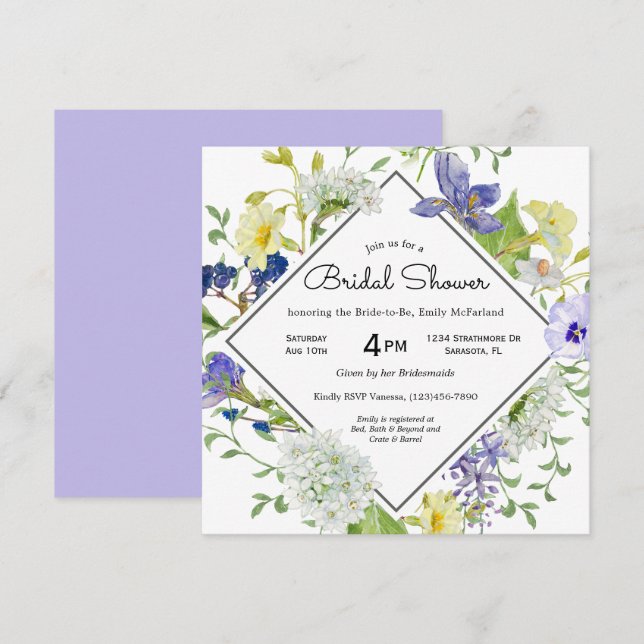 Invitación Secret Garden Rustic Wildflowers Bridal Shower (Anverso / Reverso)