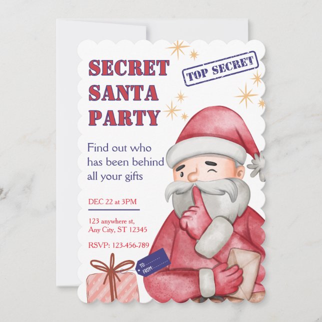Invitación secreta de Santa, invitaciones de Navid (Anverso)