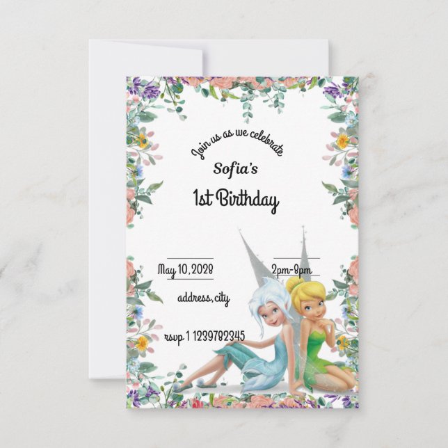 Invitación secreto de las alas 1er cumpleaños (Anverso)