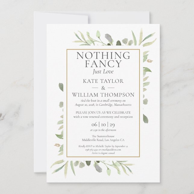 Invitación Secuela de amor juramentos de boda Verdor (Anverso)