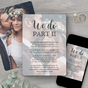 Invitación Secuela de Boda Guión Simple 2 Fotos Nos Casamos P