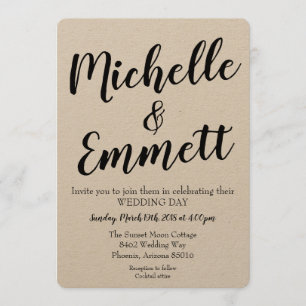 Invitación Secuencia de caligrafía Boda Rustica Kraft Elegant