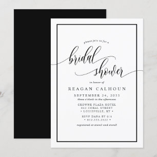 Invitación Secuencia de comandos de caligrafía negra y blanca