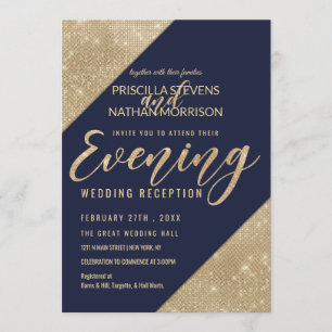 Invitación Secuencia de Purpurinas de Faux Blue de la Marina