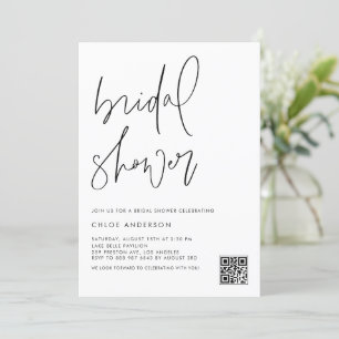 Invitación Secuencia manuscrita negra Código QR Ducha de novi
