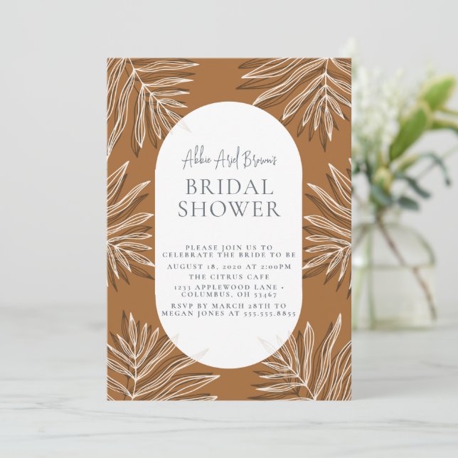 Invitación Secuencia mínima de texto Boho Bridal Shower (Anverso de pie)