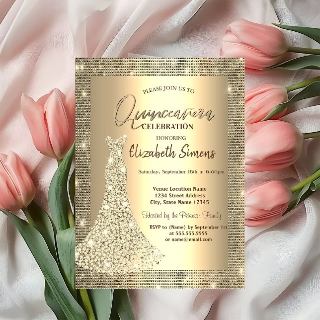 Invitación Secuencias de oro, diamantes de Moda vestidos de Q (Subido por el creador)