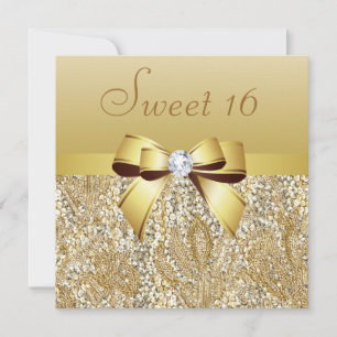 Invitación Secuencias de oro, dulce de amarre y diamante 16