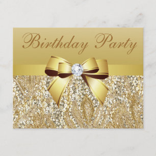 Invitación Secuencias de oro, fiesta de cumpleaños de Bow y D