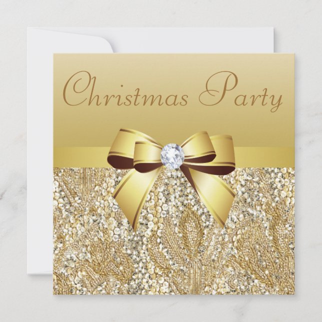 Invitación Secuencias de oro, Fiesta de Navidades estampado d (Anverso)