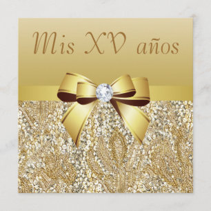 Invitación Secuencias de oro, Quinceañera de brillantes y dia