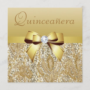 Invitación Secuencias de oro, Quinceañera de brillantes y dia