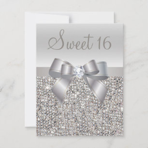 Invitación Secuencias de plata impresas, dulce de amarre y di