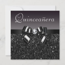 Invitación Secuencias en negro impresas, Quinceanera de reses
