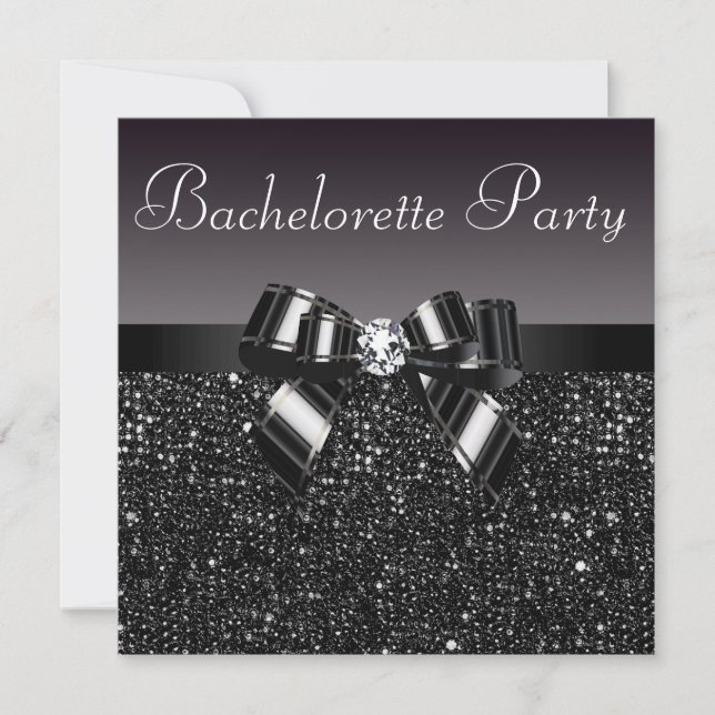 Invitación Secuencias impresas, Bow & Diamond Bachelorette Pa (Anverso)