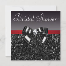 Secuencias negras Diamante Bow Red Bridal Shower