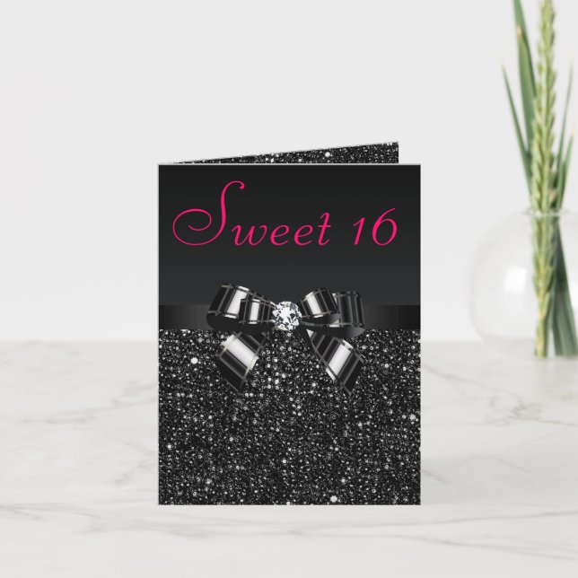 Invitación Secuencias negras, dulce de amarre y diamante 16 (Anverso)