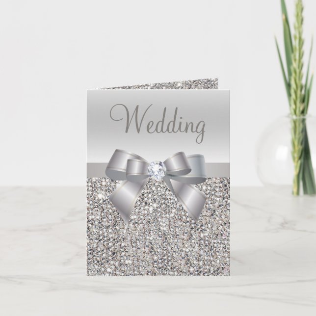 Invitación Secuencias plateadas, bodas de bodas de bodas y di (Anverso)